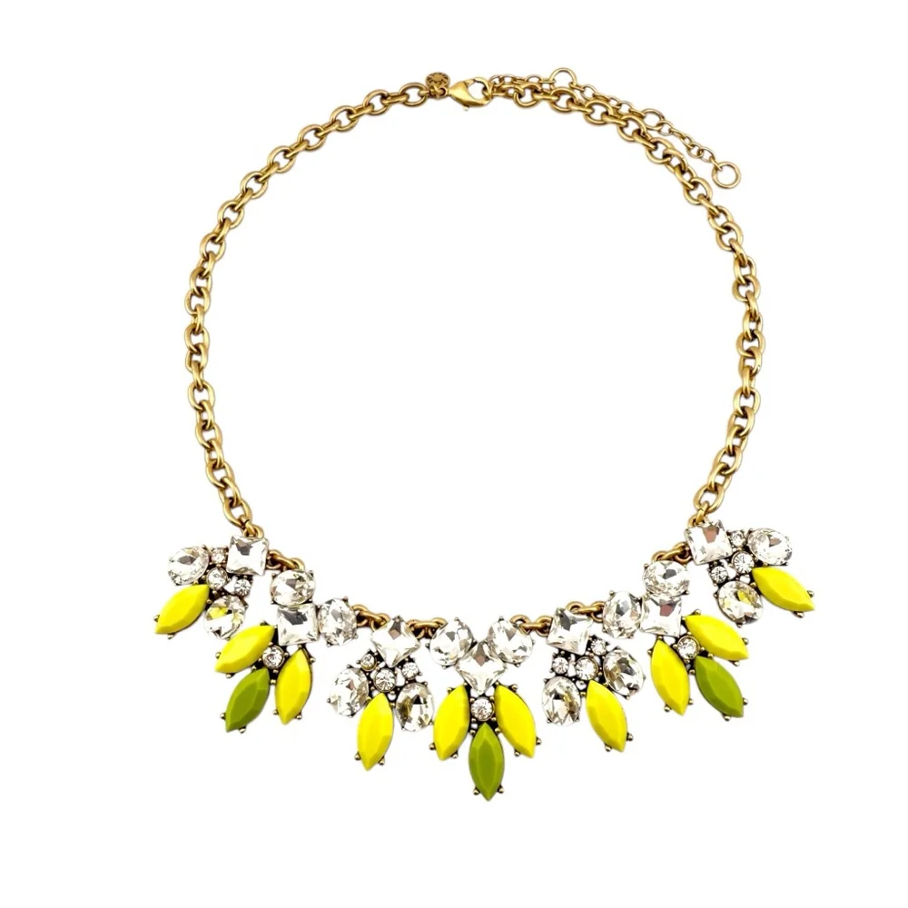 J Crew Necklace in Yellow, Pale Green & White